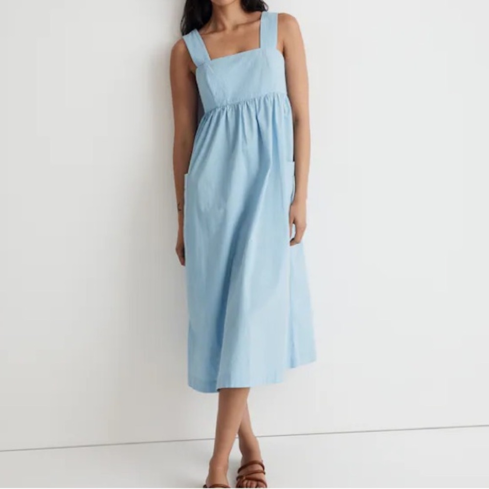 MADEWELL Cutout-Back Empire Midi Dress, Sky Size: 4